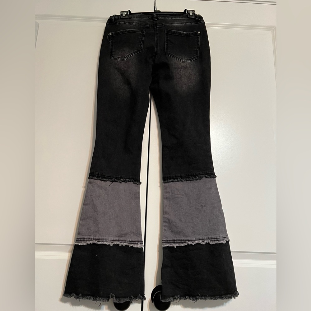 Y2K Mall goth Grunge Alt Emo Grungecore Gothcore girl Black Flare Jeans Size 8